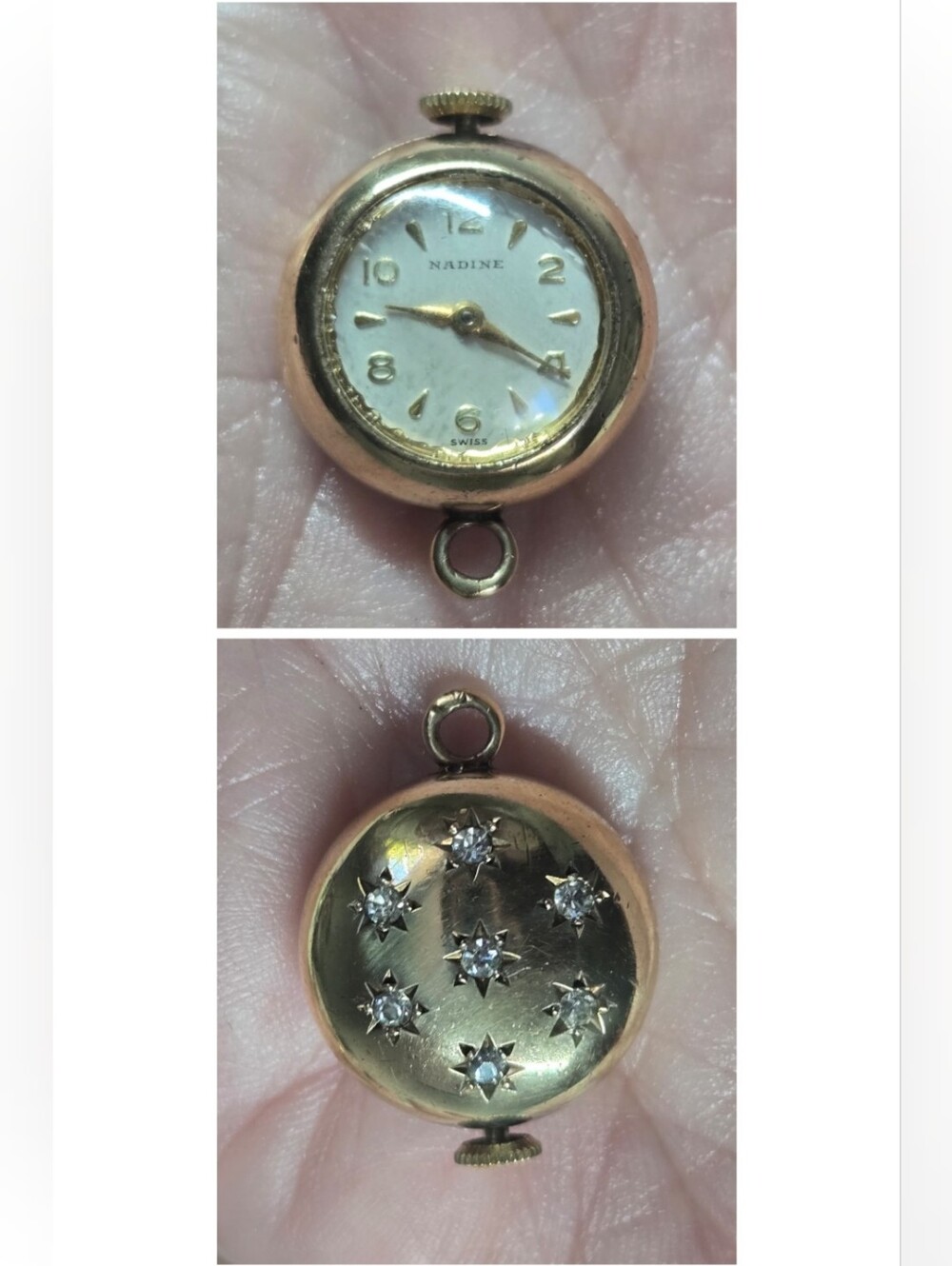 Victorian Sterling Sliver Gold Wash Pendant Watch Necklace Charm